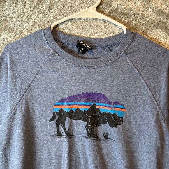 Patagonia (Women's XS) Fitz Roy Bison Ahnya Crewneck Pullover Sweatshirt Blue - Picture 4 of 7